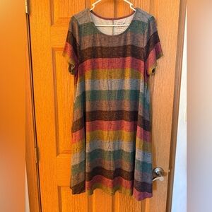 Torrid Multicolor Striped Midi Super Soft Plush Dress With Pockets Plus Size 1